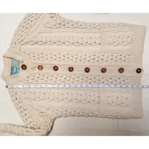 VTG John Molloy Cream Irish Wool Fisherman Knit Cardigan Sweater Size 34 | XS/S - Picture 11 of 12